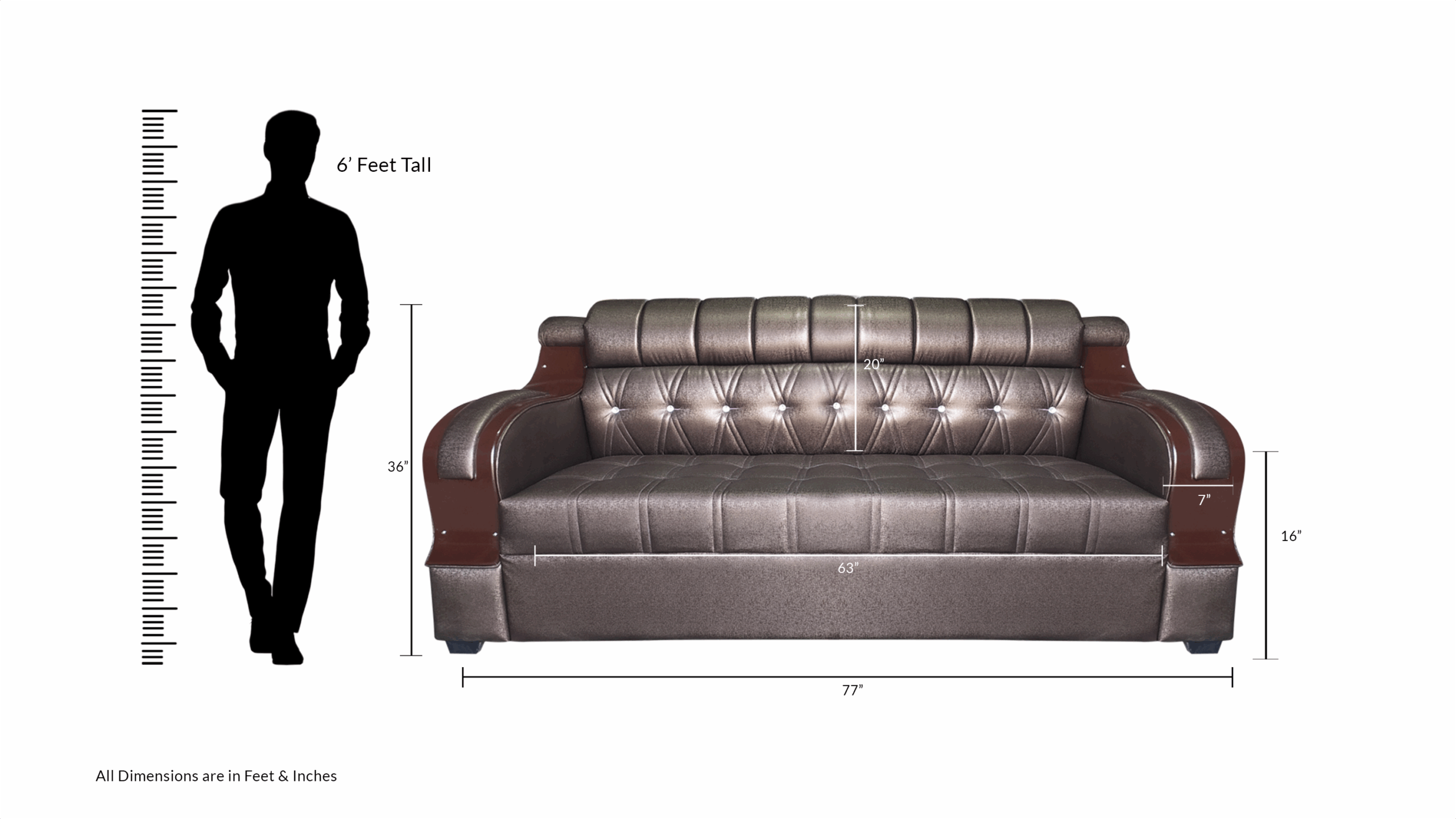 Owleaf Chesti Leatherette 3 + 1 + 1 Sofa Set - Image 6