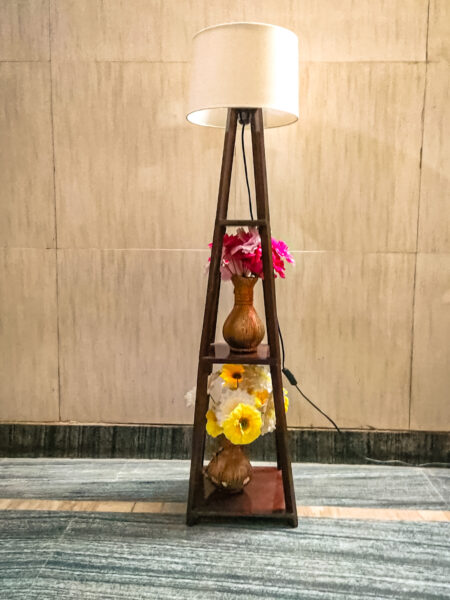 Owleaf Lumens Floor Lamp With Pyramid Shelf White Shade