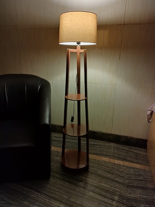 Owleaf Luminary Floor Lamp With Round Shelf White Shade