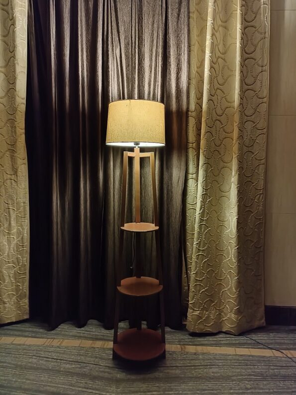 Owleaf Luminary Floor Lamp With Round Shelf White Shade